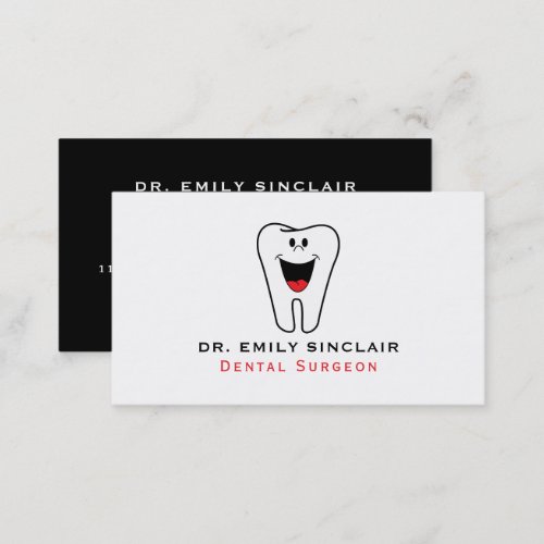 Cartoon Tooth Logo Dentistry Dentist Business Card