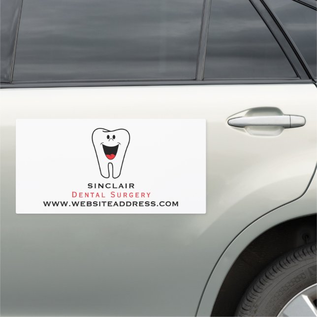 Cartoon Tooth Logo, Dentistry, Dentist Car Magnet (In Situ)