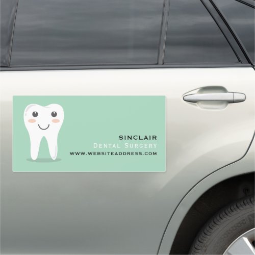 Cartoon Tooth Logo Dentistry Dentist Car Magnet
