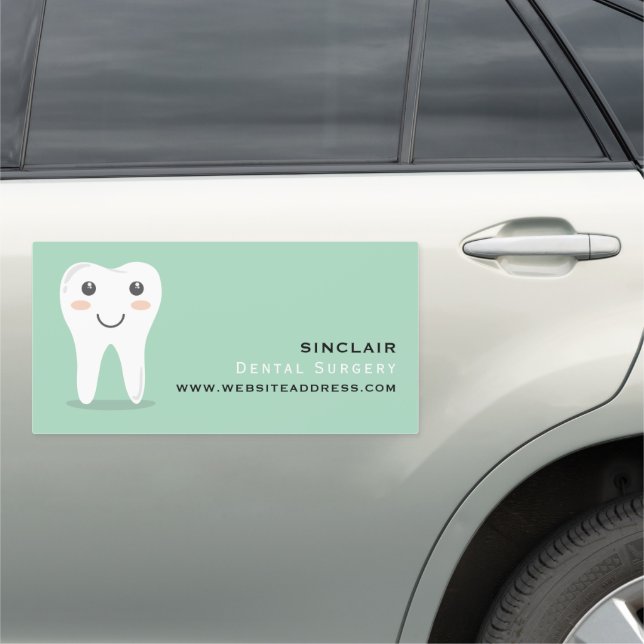 Cartoon Tooth Logo, Dentistry, Dentist Car Magnet (In Situ)