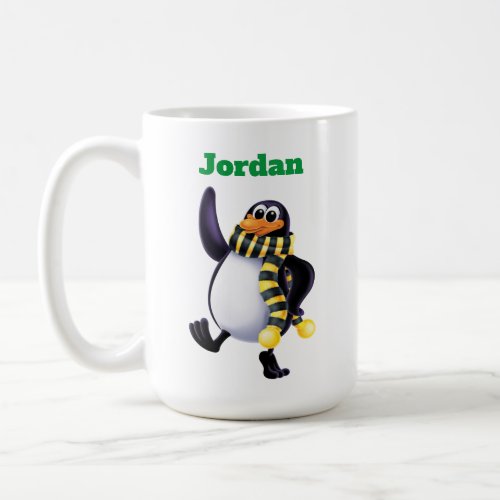Cartoon Topper the Penguin Waving Coffee Mug