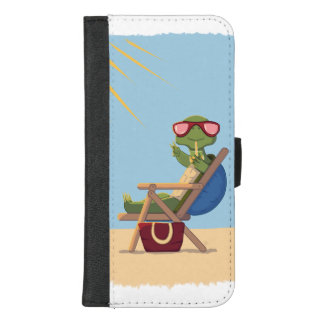 Cartoon Tortoise with Sunglasses Relaxing on Beach iPhone 8/7 Plus Wallet Case