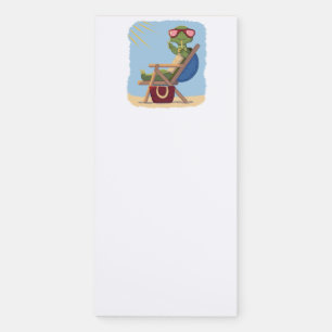 Cartoon Tortoise with Sunglasses Relaxing on Beach Magnetic Notepad