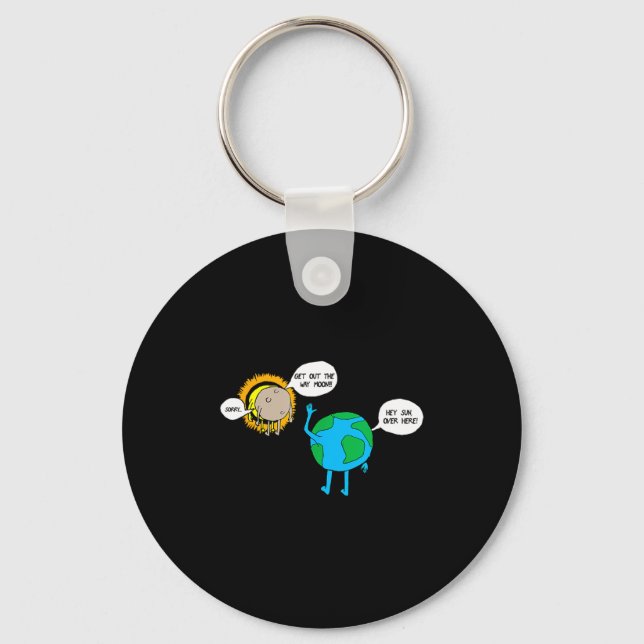 Cartoon Total Solar Eclipse April Keychain (Front)