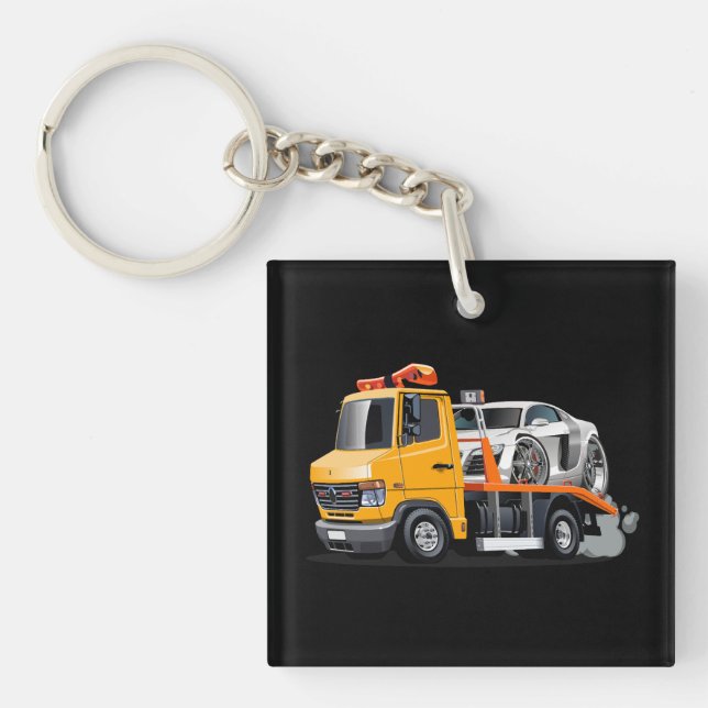 Cartoon tow truck keychain (Front)