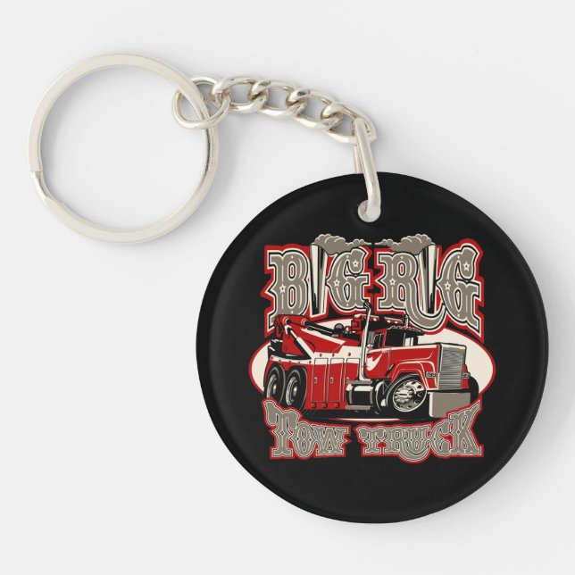 Cartoon tow truck keychain (Front)