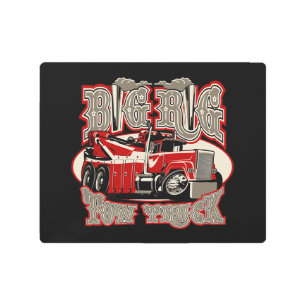 Cartoon tow truck metal print
