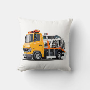 Cartoon tow truck throw pillow