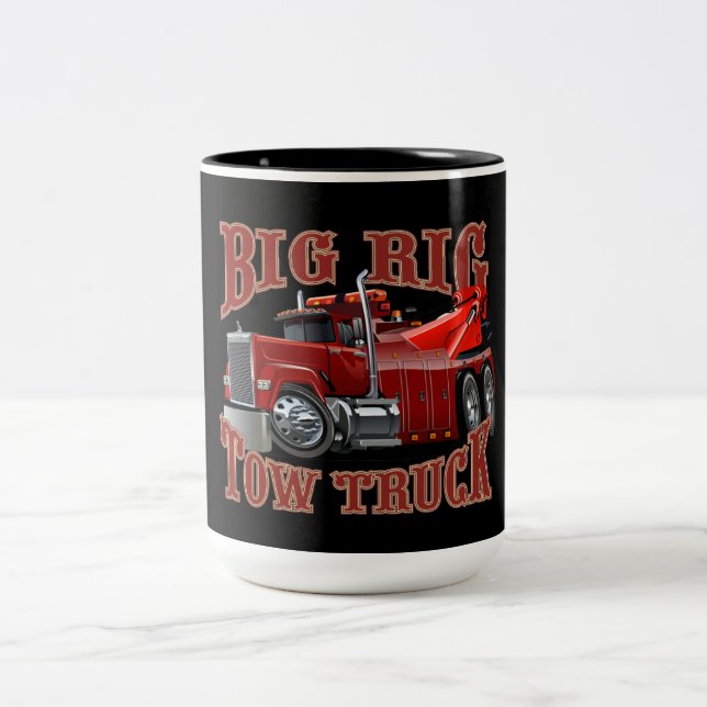 Cartoon tow truck Two-Tone coffee mug (Center)