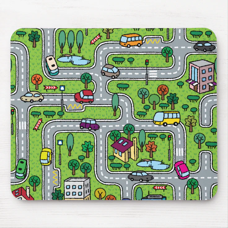 Cartoon Town Map Mouse Pad Zazzle