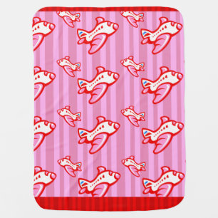 Cartoon Toy Airplane pink red Swaddle Blanket