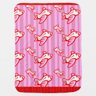 Cartoon Toy Airplane | pink red Swaddle Blanket