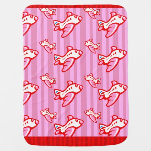 Cartoon Toy Airplane  pink red Swaddle Blanket