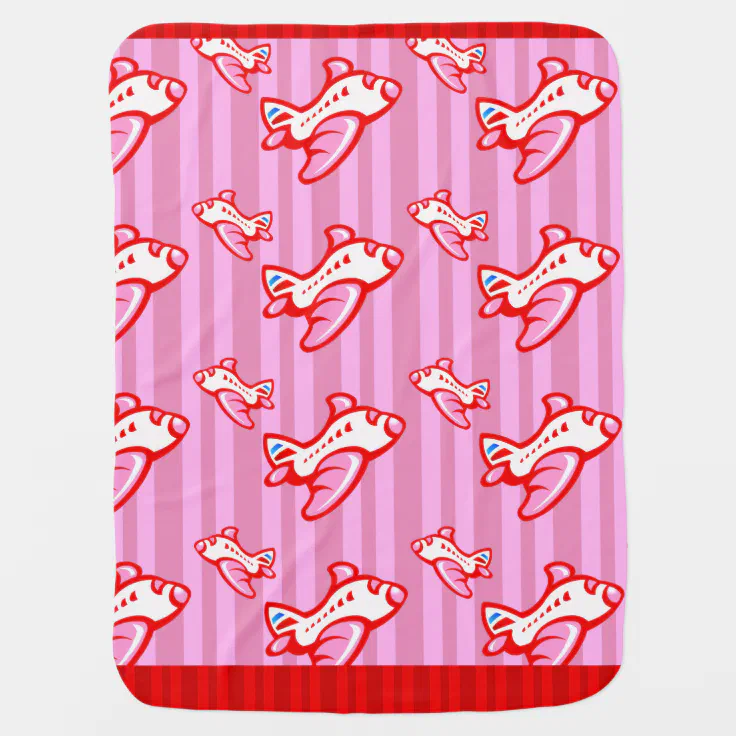 Cartoon Toy Airplane | pink red Swaddle Blanket | Zazzle