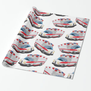 Cartoon Toy Ambulances Wrapping Paper