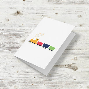 Cartoon Toy Train Steam Engine Card