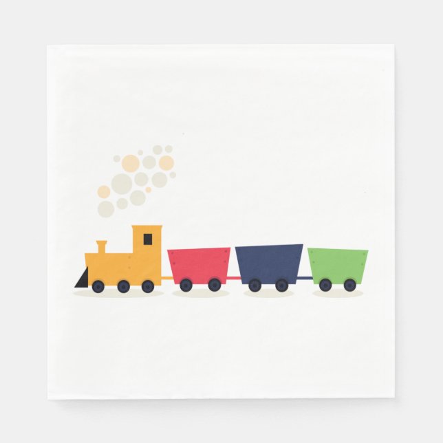 Cartoon Toy Train Steam Engine Napkins (Front)