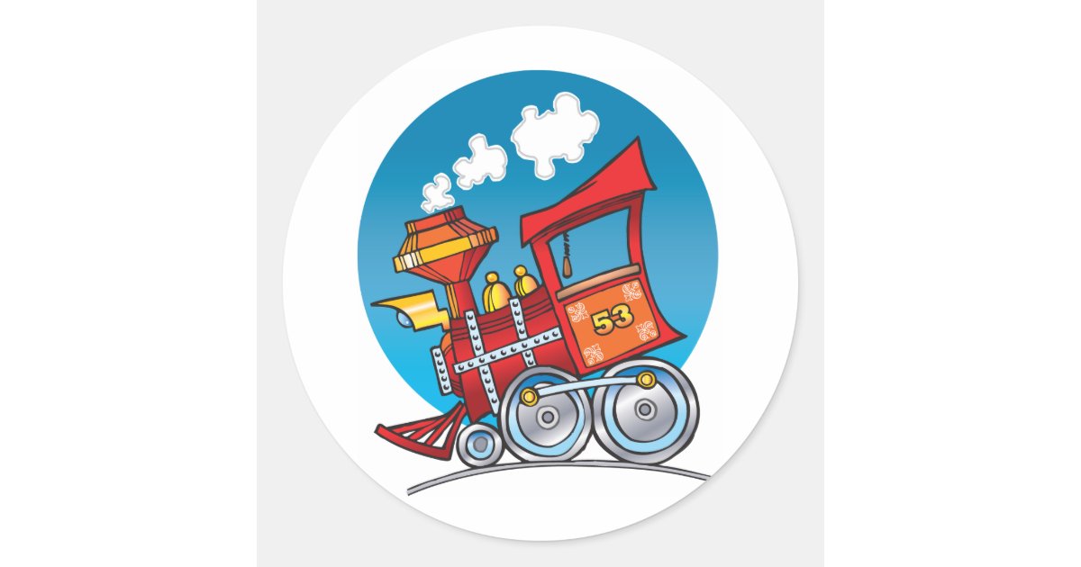 Cartoon Train Engine Classic Round Sticker | Zazzle