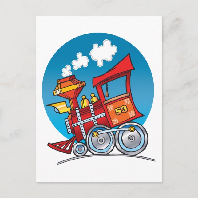 Cartoon Train Engine Postcard (Front)