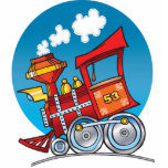 Cartoon Train Engine Statuette<br><div class="desc">A fun and colorful cartoon train engine by the Wizard of Draws that will brighten your day!</div>