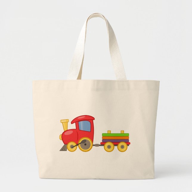 Cartoon Train Large Tote Bag (Front)