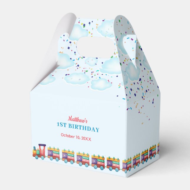 Cartoon Train Truck Birthday Favor Boxes (Front Side)