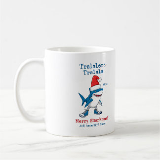 Cartoon Tralalero Tralala Says Merry Sharkmas Coffee Mug