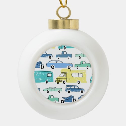 Cartoon Transport City Kids Fun Ceramic Ball Christmas Ornament