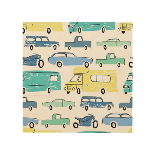 Cartoon Transport City Kids Fun Wood Wall Art