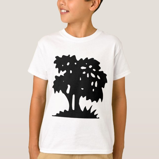 Cartoon Tree - Black T-Shirt (Front)