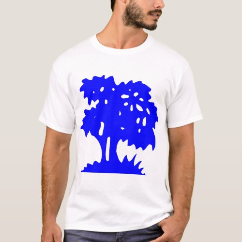 Cartoon Tree _ Blue T_Shirt