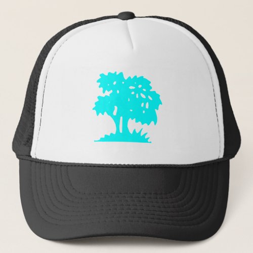 Cartoon Tree _ Cyan Trucker Hat