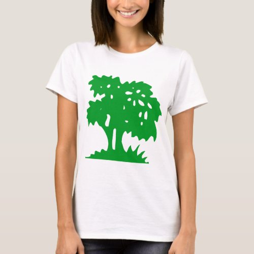 Cartoon Tree _ Grass Green T_Shirt