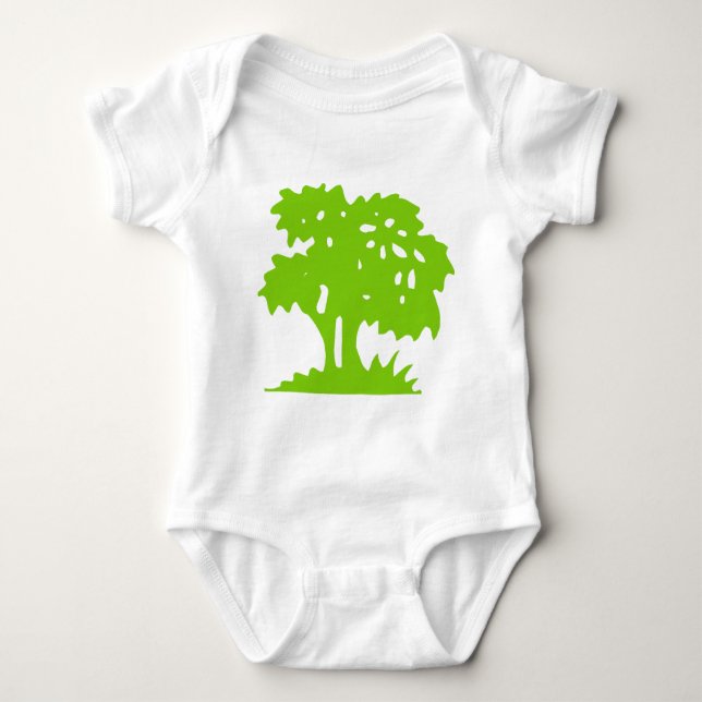 Cartoon Tree - Martian Green Baby Bodysuit (Front)