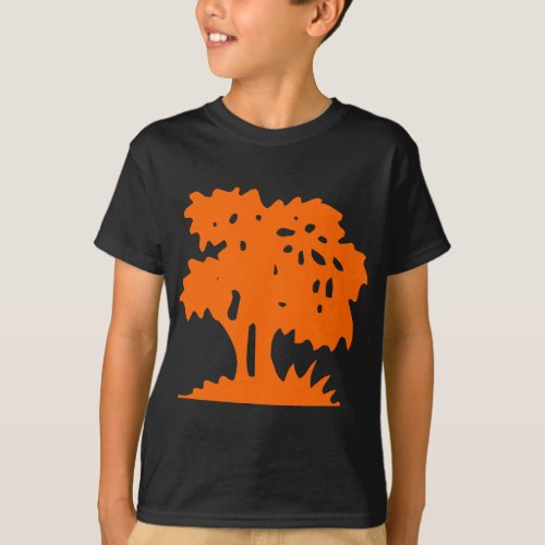 Cartoon Tree _ Orange T_Shirt