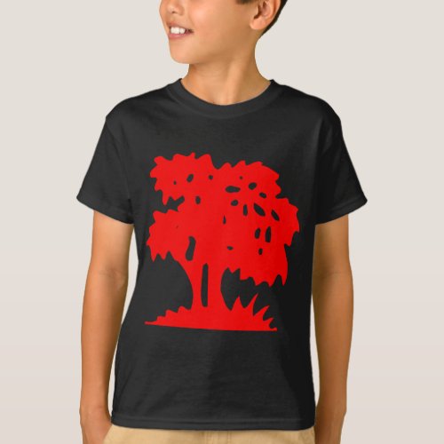 Cartoon Tree _ Red T_Shirt