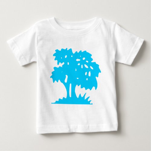 Cartoon Tree _ Sky Blue Baby T_Shirt