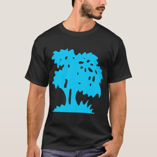 Cartoon Tree _ Sky Blue T_Shirt