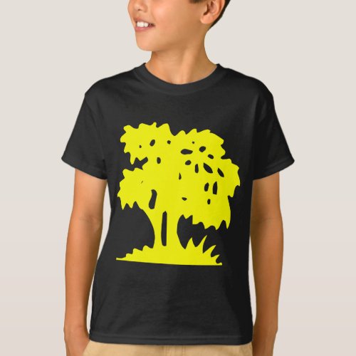 Cartoon Tree _ Yellow T_Shirt
