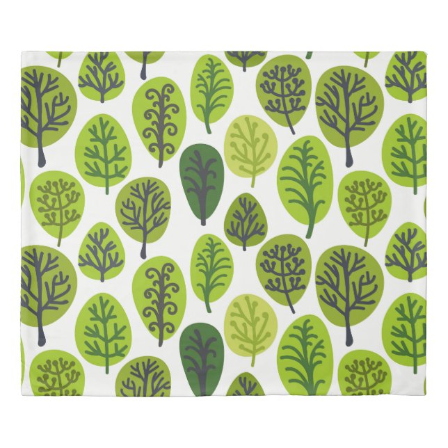Cartoon Trees: Ecological Vintage Print. Duvet Cover (Front)