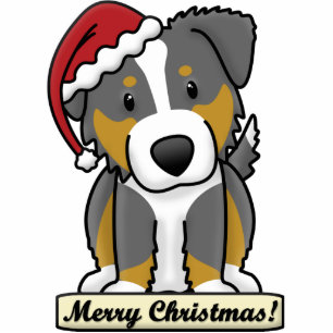 Cartoon Tri Australian Shepherd Christmas Ornament