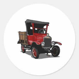 Cartoon truck classic round sticker
