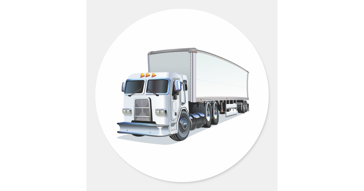Cartoon Rucking Sticker Cartoon truck classic round sticker | Zazzle