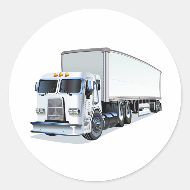 Cartoon truck classic round sticker (Front)