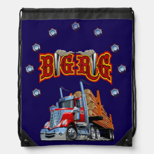 Cartoon truck drawstring bag