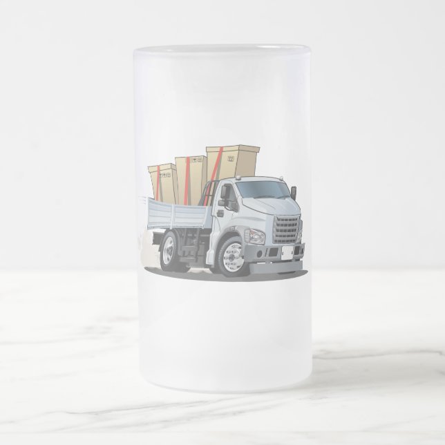 Cartoon truck frosted glass beer mug (Center)