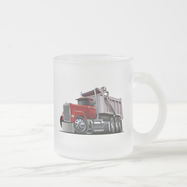 Cartoon truck frosted glass coffee mug (Right)