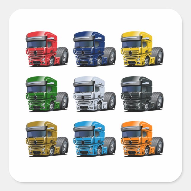 Cartoon truck square sticker (Front)