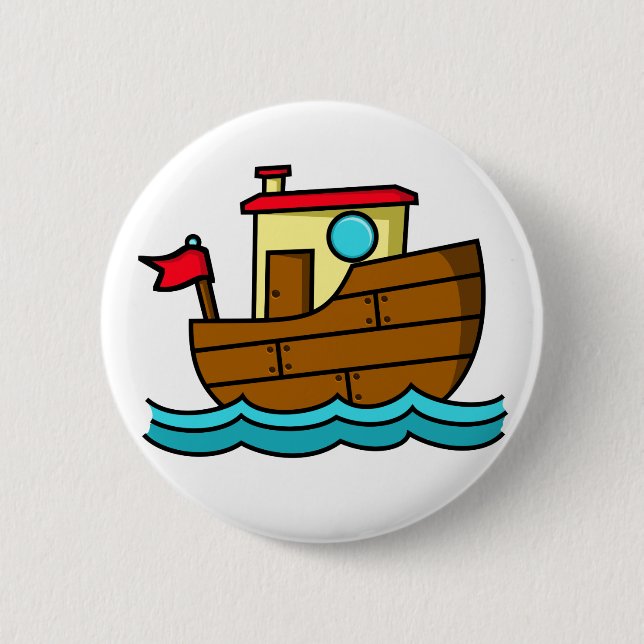 Cartoon Tug Boat Button (Front)