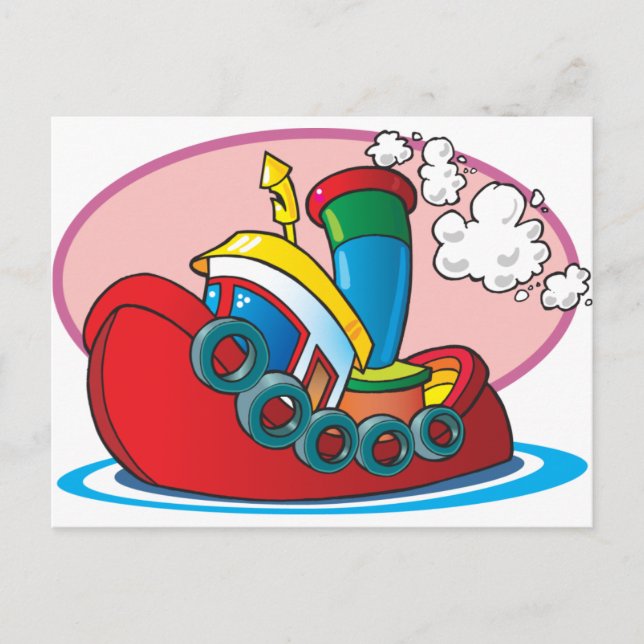 Cartoon Tugboat Postcard (Front)